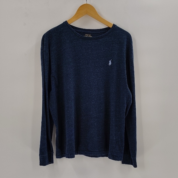 POLO Ralph Lauren blue cotton  slub casual long sleeve tee size large - Picture 1 of 5
